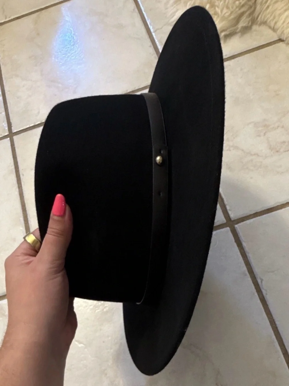 Free People Black Wool Wide-Brim Fedora Hat